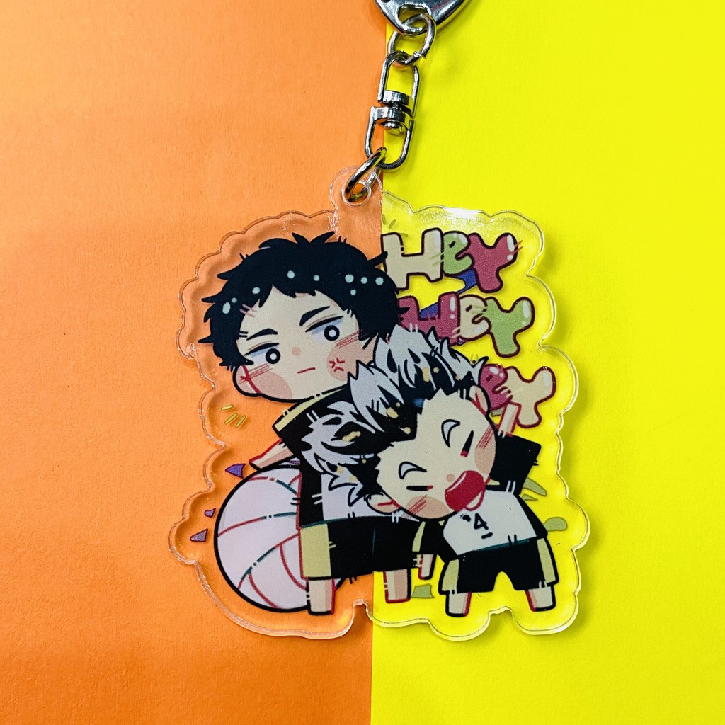 ( Mica trong acrylic ) Móc khóa Haikyuu!! Vua bóng chuyền ver couples quà tặng xinh xắn dễ thương chibi anime