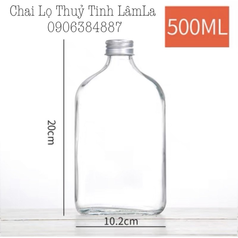 Chai Thuỷ Tinh Dẹp Cổ Cao 350ml - 500ml