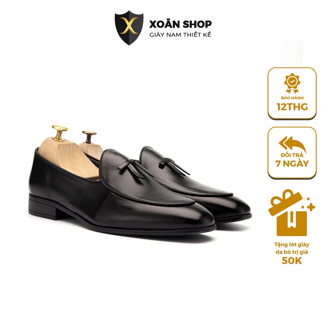 Giày Lười Nam Công Sở XOĂN SHOP Da Bò Thật Size 38 Đến 43 Màu Đen - X098