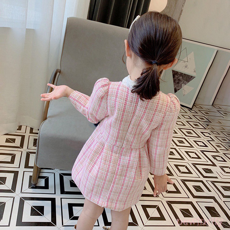 Váy tay dài họa tiết kẻ sọc thời trang xinh xắn dành cho bé gái