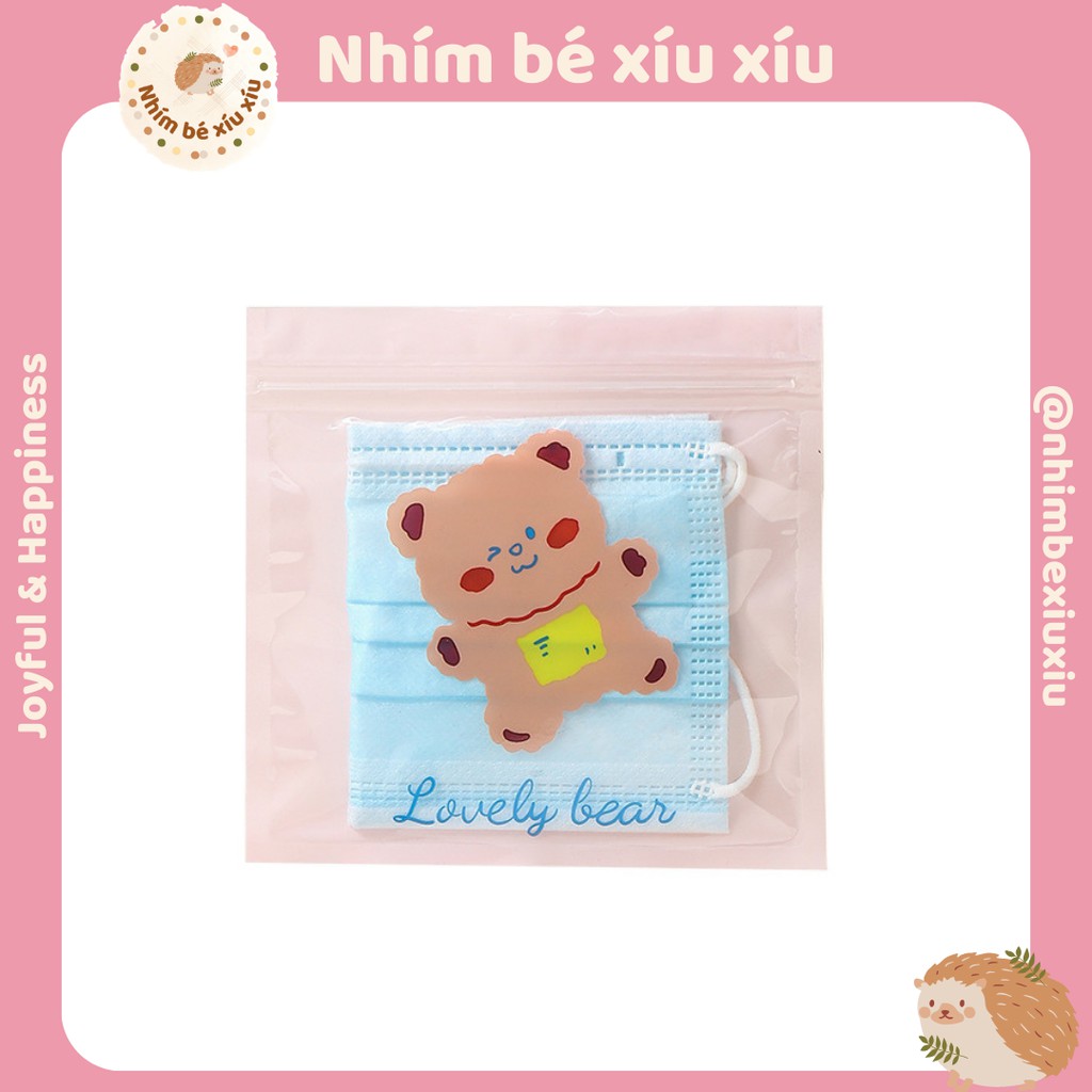 Túi zip nhựa dùng được nhiều lần đựng quà hình Gấu nâu Cake Bear VT174