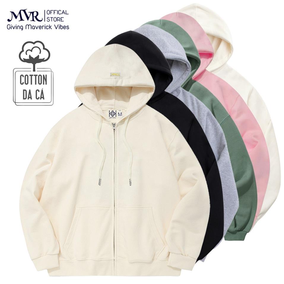 ÁO KHOÁC TRƠN HOODIE DÂY KÉO ZIP CHỐNG NẮNG Nhiều Màu Form Unisex Hồng Trắng Kem Đen Nam Nữ Vải Da Cá Cao Cấp MVR Đẹp