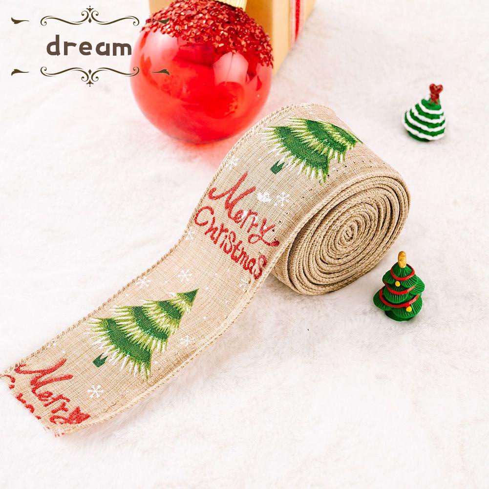 【DREAMLIFE】Christmas Ribbon 6cmx5m Burlap Christmas Socks Christmas Tree Lattice Star