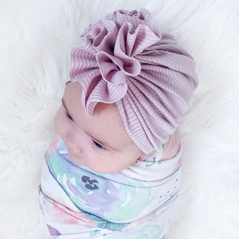 Mũ Trùm Đầu Cotton Mềm Mại Đính Hoa Cho Bé Gái