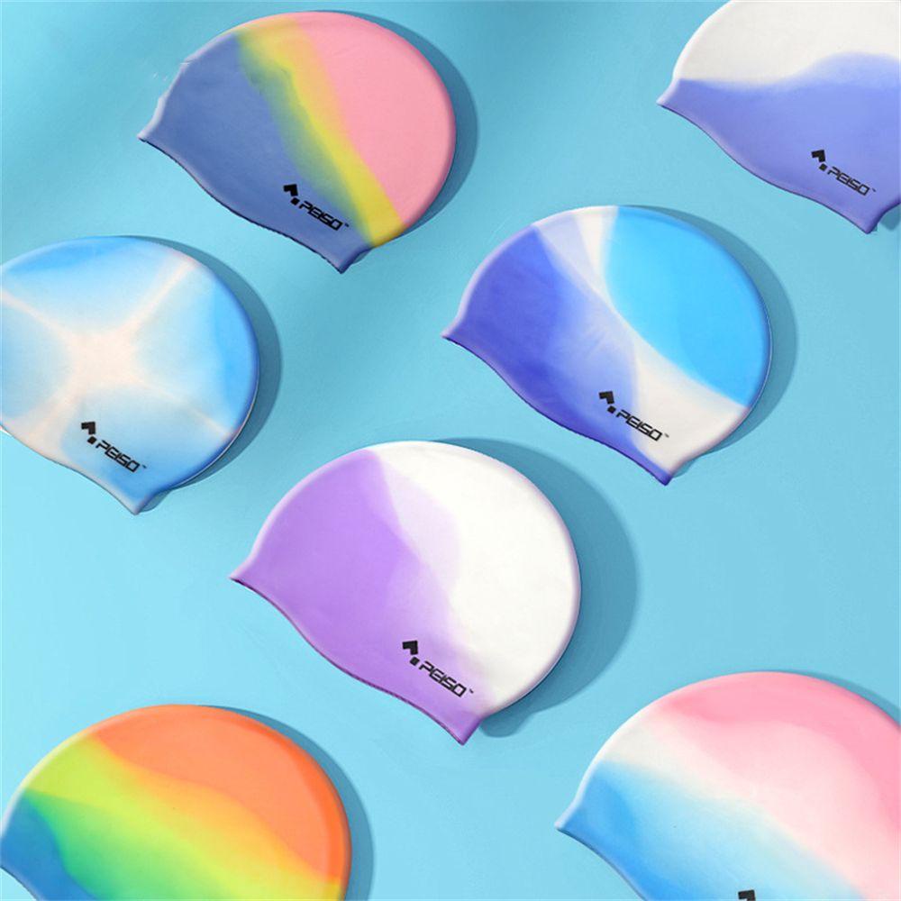 Mũ Bơi Silicone Co Giãn Thoải Mái Màu Sắc Ngẫu Nhiên Phong Cách Thể Thao Cho Nam Và Nữ
