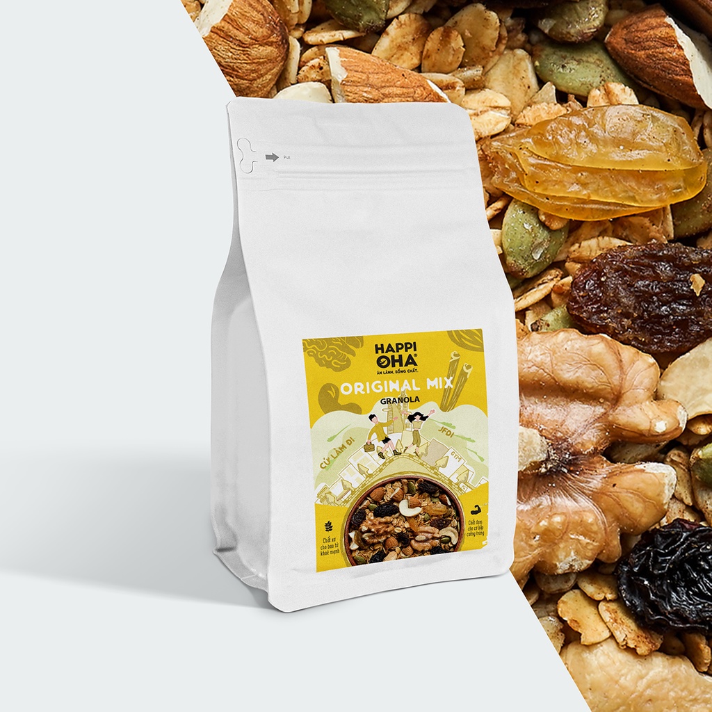 Ngũ Cốc Ăn Sáng/ Ăn Kiêng Không Đường Tinh Luyện Vị Nguyên Bản 280g/400g - Granola Original Mix HAPPI OHA
