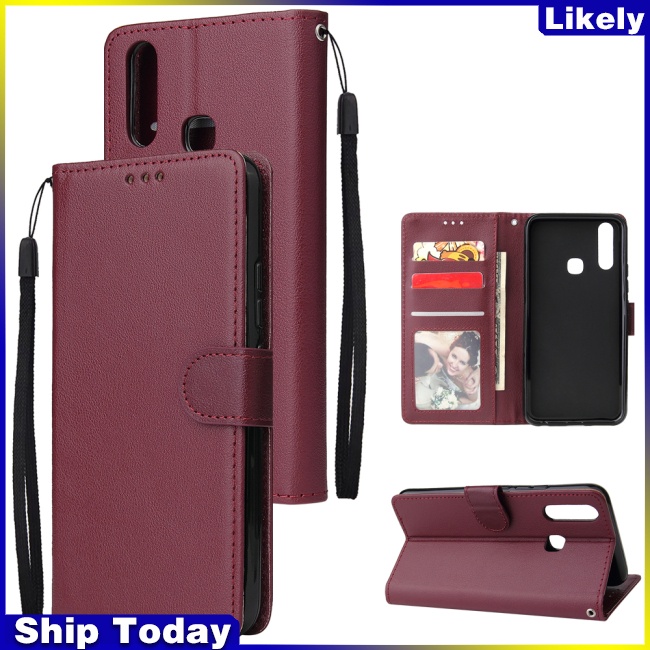 Bao Da Điện Thoại PU Bảo Vệ Toàn Diện Thiết Kế Dạng Ví Cho VIVO Y17