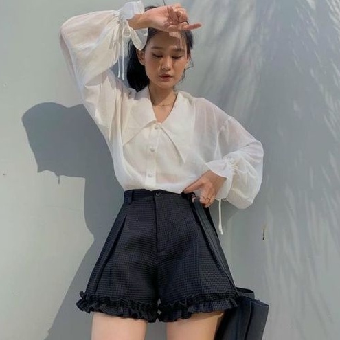 Quần Xốp nhún lai bèo Cạp Cao Xòe Siêu Hot