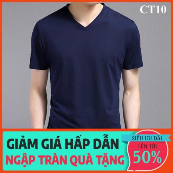 ❤️FREESHIP❤️ Áo thun trơn nam tay ngắn cổ tim vải cotton thun lạnh mềm mịn Nhiều màu đủ size new