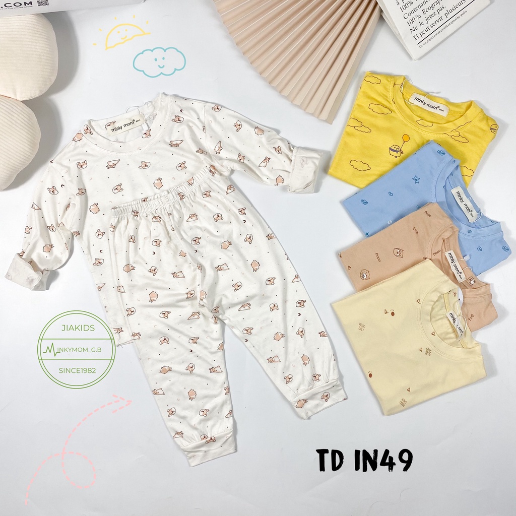 Bộ Dài Tay THUN LẠNH MINKY MOM In Hình Toàn Thân Họa Tiết Cute Cho Bé TD-IN49