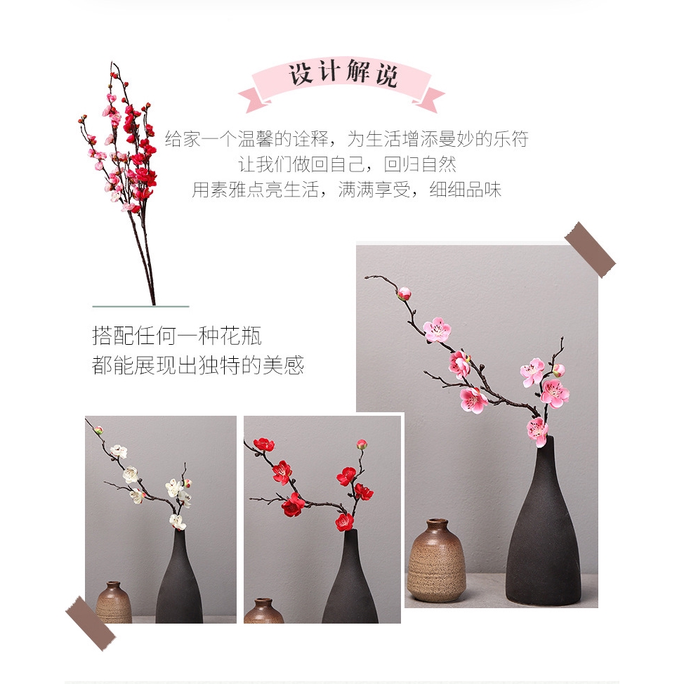 Nhánh Hoa Đào Giả Bằng Vải Lụa Dài 60cm Dùng Để Trang Trí plum blossom