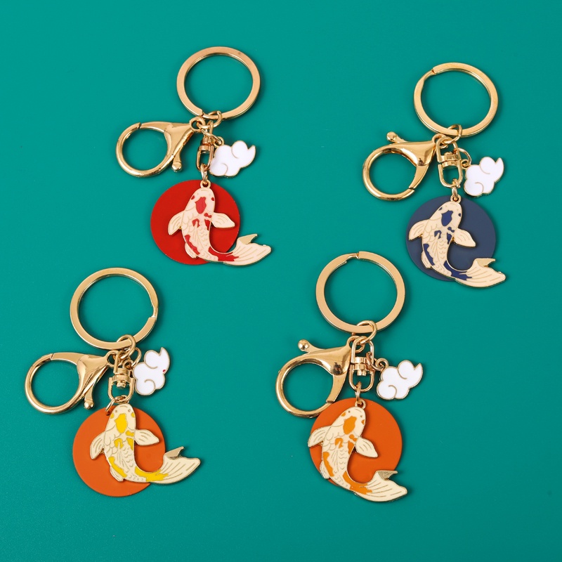 Móc khóa QIHE JEWELRY hình cá koi may mắn 4 màu tùy chọn làm quà tặng cho bạn bè