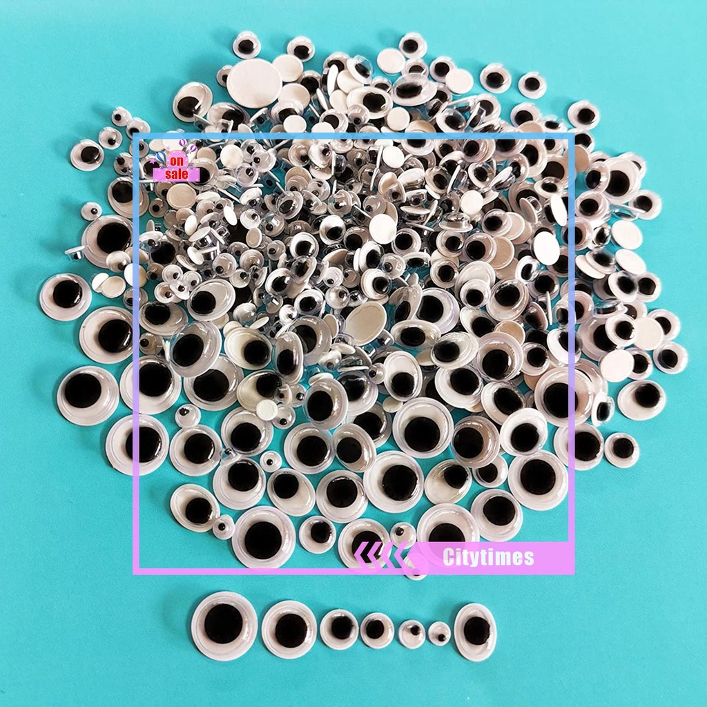 （Citytimes） 500PCS doll eyes with glue black and white movable eyes toy accessories