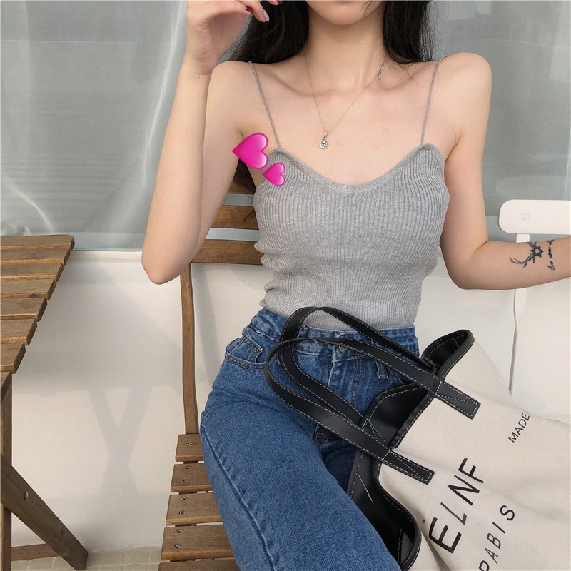 Retro Rỗng Đan Áo Vest Mùa Hè Rời Ngoài Mặc Không Tay Sling Top Áo