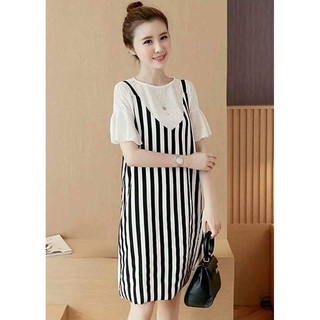 Đầm bầu kẻ sọc thiết kế
