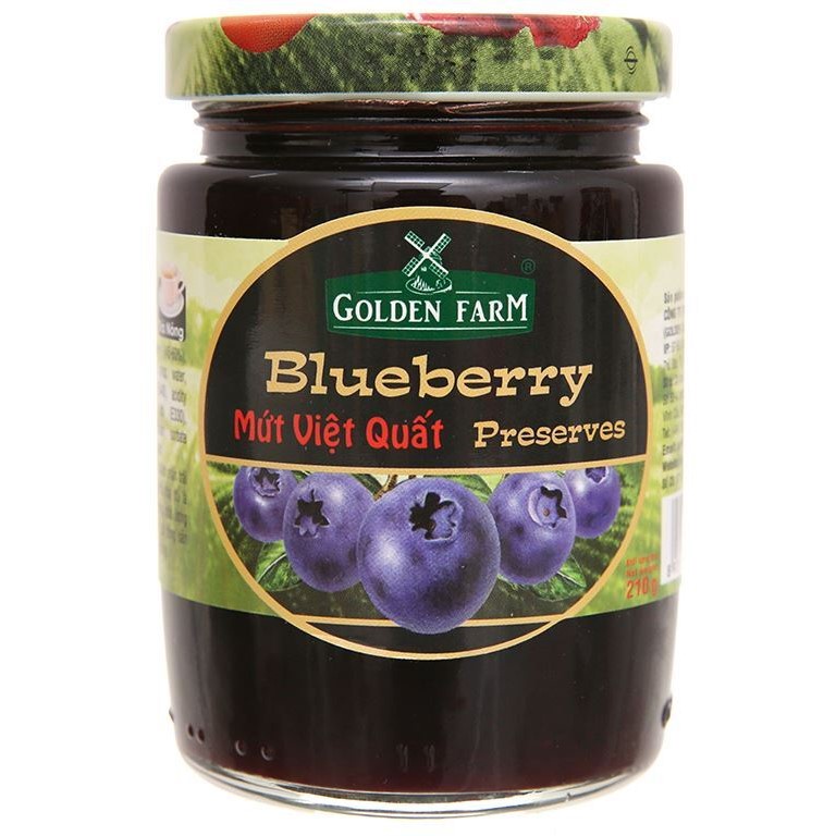 Mứt Việt Quất Blueberry Preserves GOLDEN FARM 210G - ăn kèm kem, sinh tố, bánh mì, sandwich, trà nóng