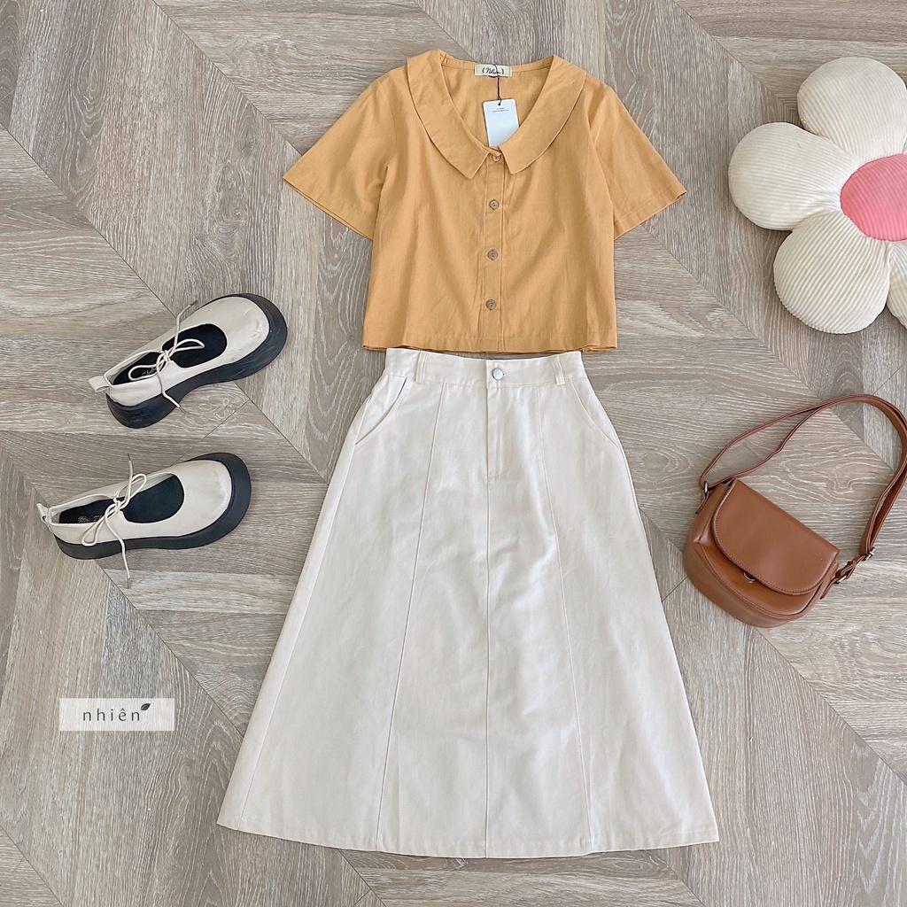 Áo nữ kiểu bánh bèo - áo sơ mi cổ sen nhiennhienvintage BA70