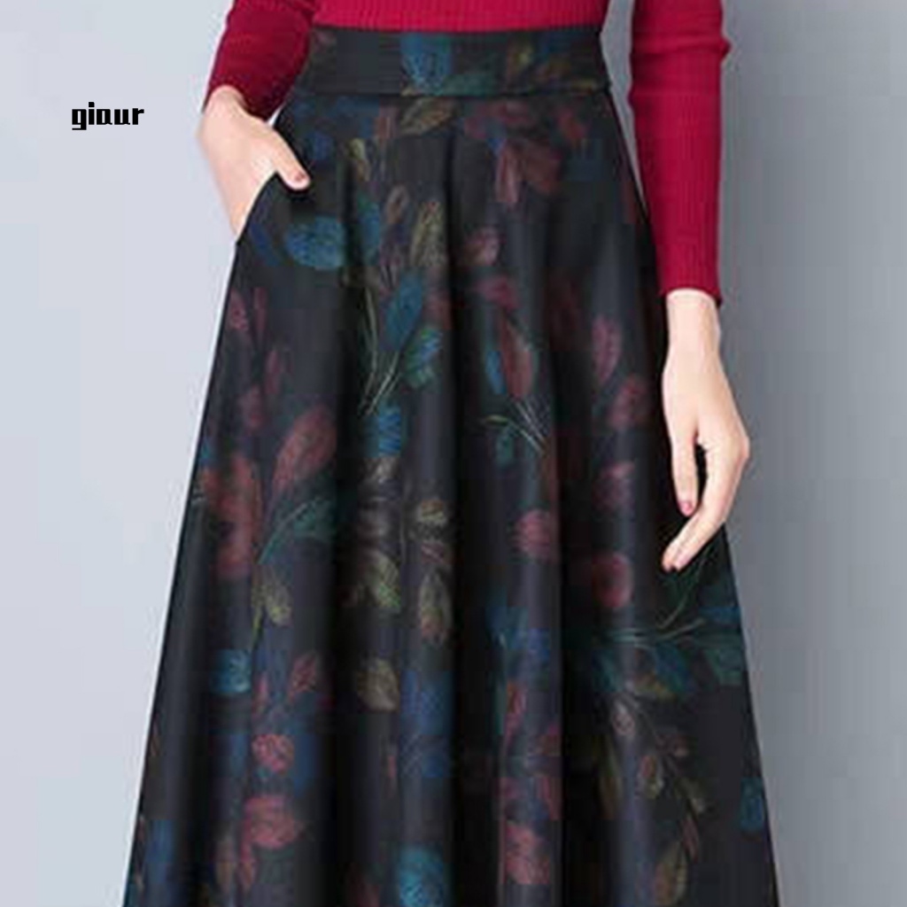 Chân Váy Maxi Dài In Họa Tiết Thời Trang Thu Đông Cho Nữ