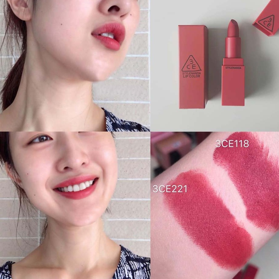 (CAM KẾT CHUẨN AUTH, TEM HIDDEN TAG) Son Lì 3CE MOOD RECIPE MATTE LIP COLOR #221 Mellow Flower hồng đất