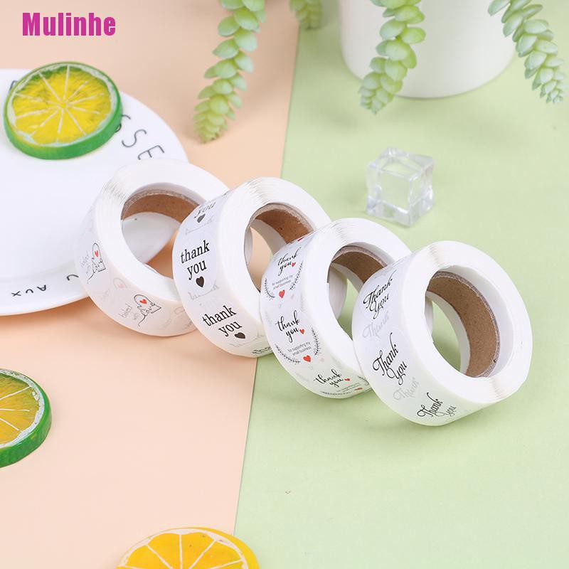 Cuộn 500 Nhãn Dán Niêm Phong Bao Bì Hình Tròn In Chữ THANK YOU Độc Đáo Tiện Dụng