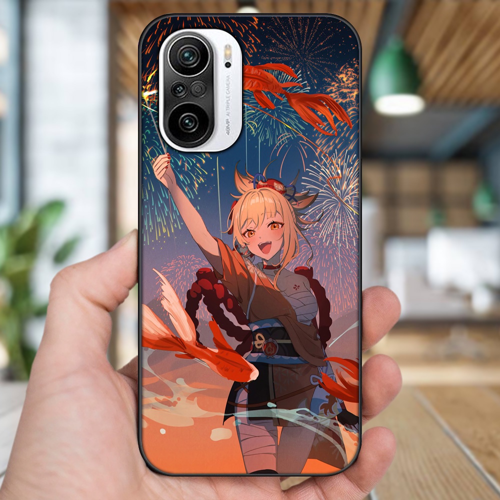 Ốp lưng Xiaomi K40 viền đen in hình Yoimiya Genshin Impact