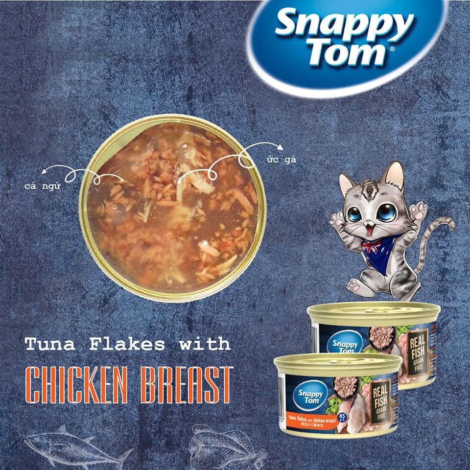 Pate cho mèo dạng lon Snappy Tom Cat Food Grain Free 85g