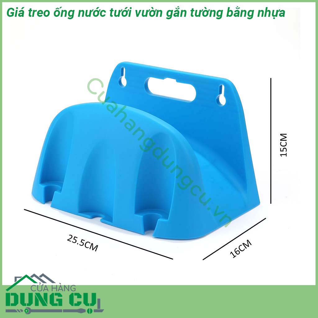 Giá cuốn dây tưới vườn treo tường màu xanh