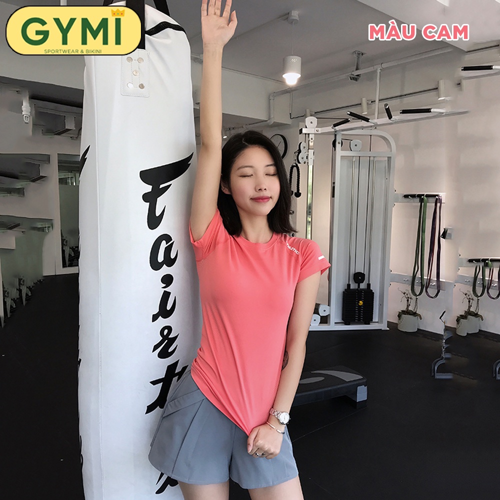 Áo tập gym yoga nữ GYMI AC09 Authentic dáng ngắn cộc tay thể thao chất dệt mịn ...