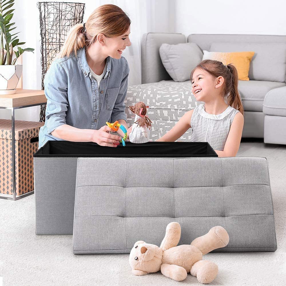 Thùng vải đựng đồ kiêm ghế ngồi sofa khung gỗ nhân tạo bọc vải chắc chắn, tiện lợi