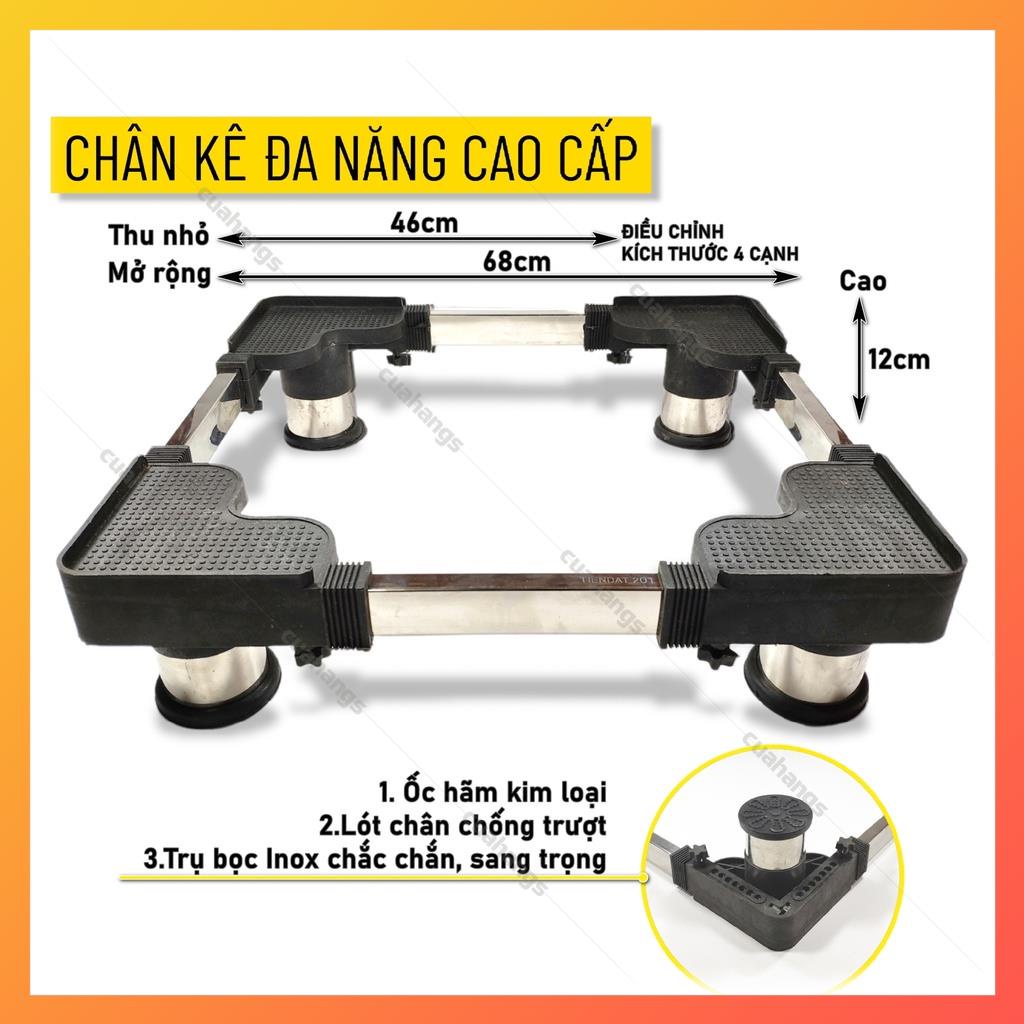 Kệ máy giặt, chân máy giặt tủ lạnh trụ inox chống rung ồn cao cấp - BH 2 năm