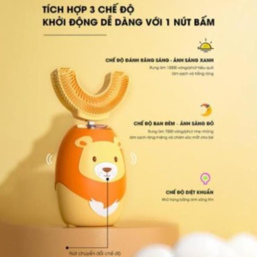 Máy bàn chải đánh răng điện tự động cho bé WeKome WTC02, nhạc tiếng Việt, từ 2-12 tuổi, chống nước IPX7 - HAPOS