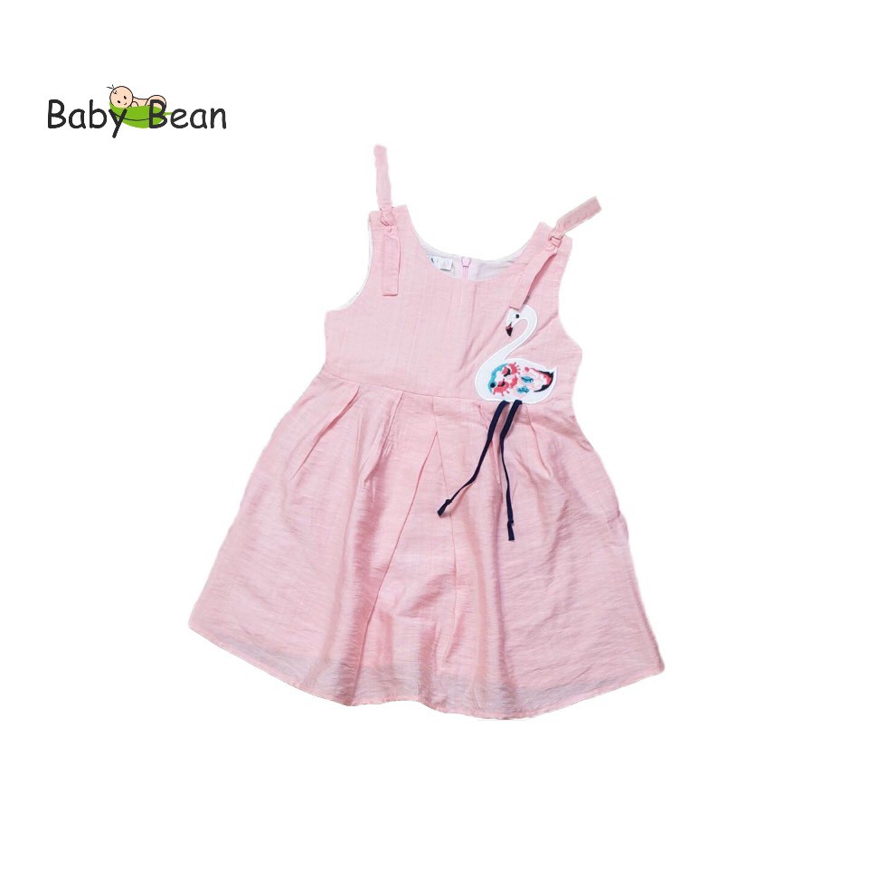 Đầm Đũi Vai Thắt Nơ Thêu Hạc bé gái BabyBean (8kg-20kg)