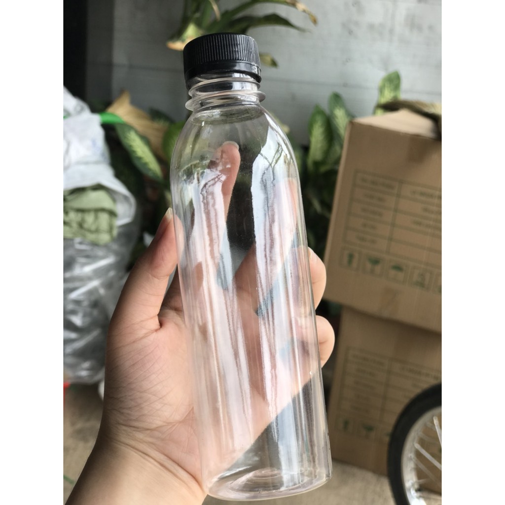 Chai Nhựa Trà Sữa Nắp Đen dáng đa dạng 330ml - Nhựa Đông Nai