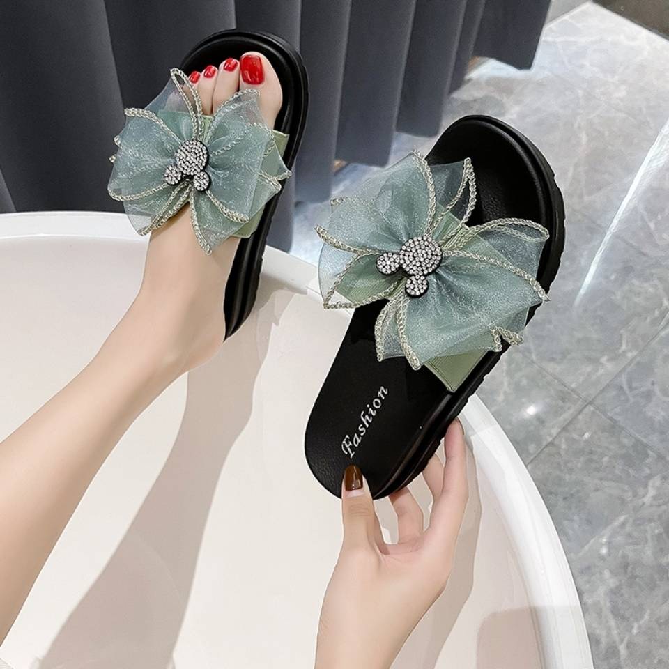 Dép Sandal Đế Mềm Chống Trượt Đính Nơ Thời Trang Dành Cho Nữ
