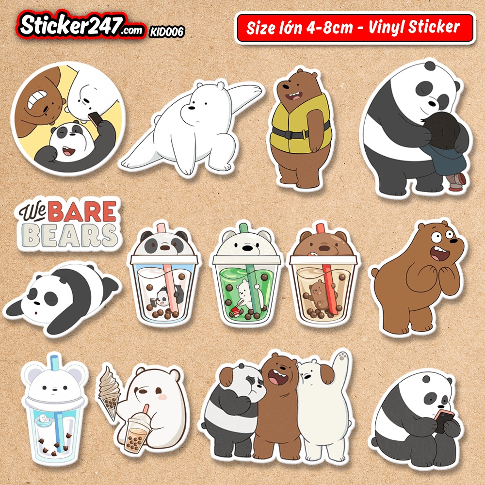 Sticker We Bare Bears 𝑭𝒓𝒆𝒆𝒔𝒉𝒊𝒑 Sticker Dán Mũ Bảo Hiểm Chúng Tôi Đơn Giản Là Gấu - Hình Dán Chống Nước Cao Cấp
