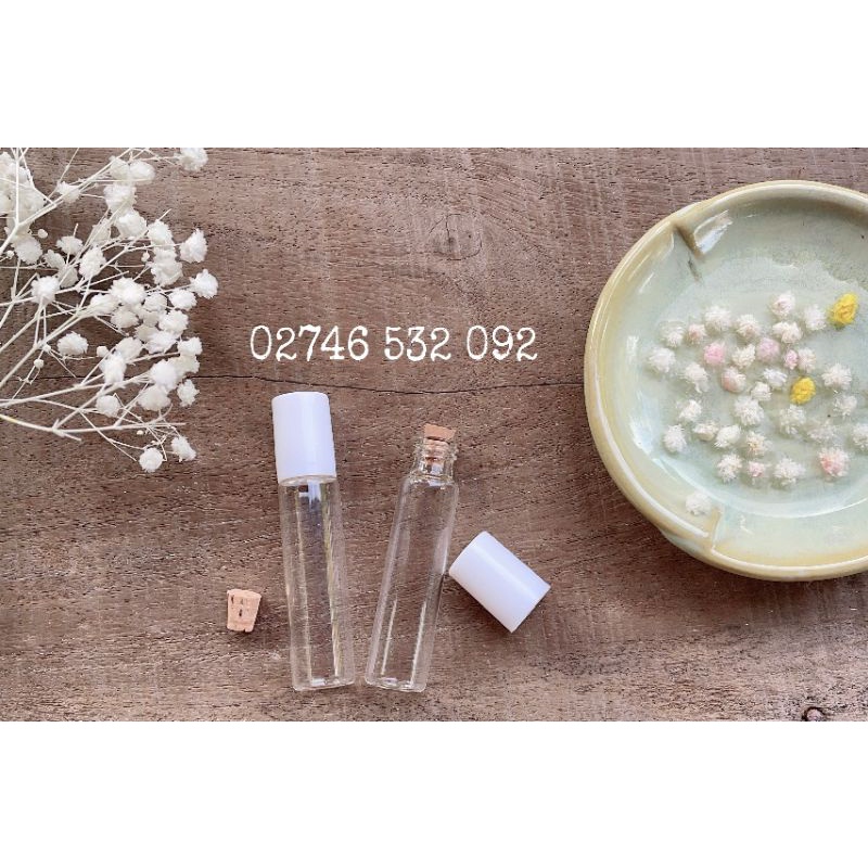 Lọ Thủy Tinh Nắp Vặn Trắng Kèm Nút Bần Siêu Xinh 10mL