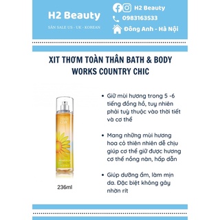 Xịt thơm toàn thân BATH & Body works country chic