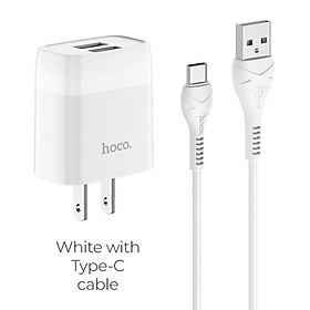 Bộ Sạc Nhanh 2 Cổng USB Chân Micro USB Type C IP Hoco C73, Công suất 12W Cho Điện Thoại Tablet Chính Hãng