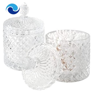 Set 2 lọ thủy tinh đựng tăm bông có nắp đậy