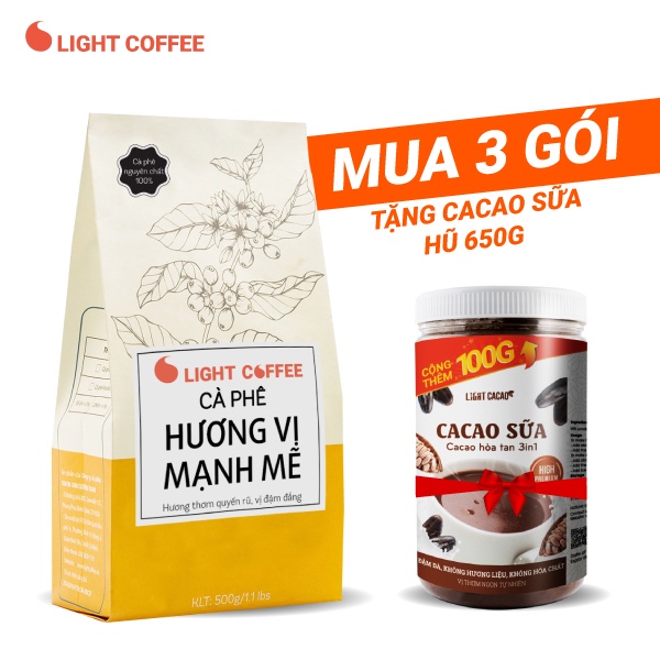 Cà phê nguyên chất 100% - Hương vị mạnh mẽ - Light Coffee Gói 500g