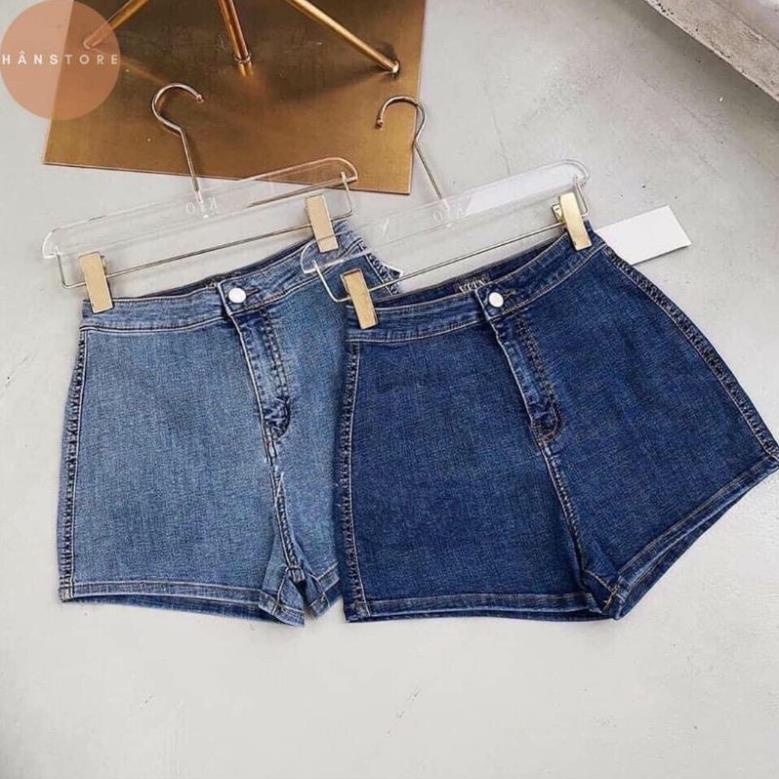 Sale Quần Short jean Nữ Cạp Cao không túi tôn dáng s
