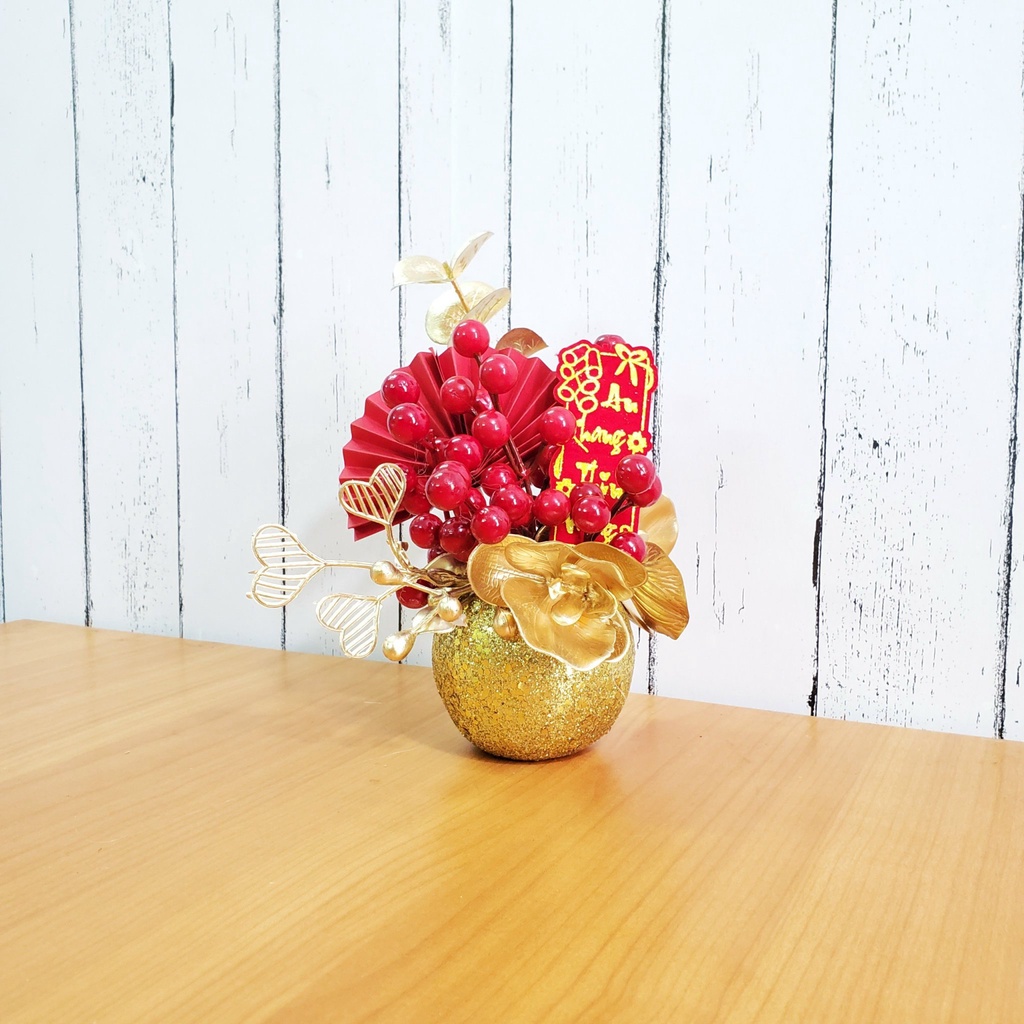 Chậu đào đông nhí cao 15cm để bàn trang trí tết A04