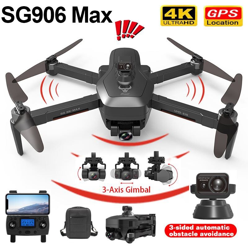  Flycam Sg906 Max camera 4k gimbal 3 trục Eis chống rung - Có cảm biến chống va chạm