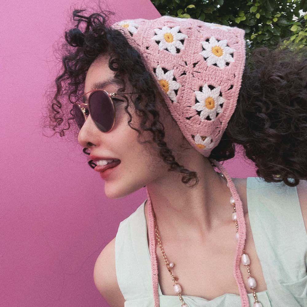 Khăn Đeo Đầu Đi Biển Hình Tam Giác Họa Tiết Hoa Phong Cách Dân Tộc Độc Đáo