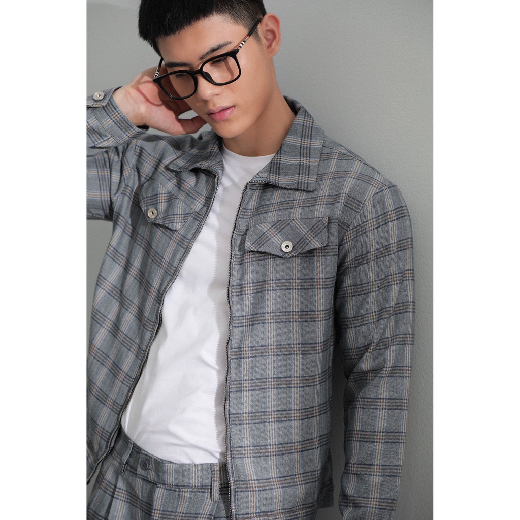 Áo khoác thương hiệu Americus Gosani sọc caro xám phong cách trẻ trung, hiện đại | BigBuy360 - bigbuy360.vn