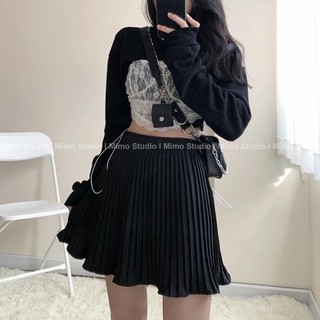 Cutout sweater - chân váy dập ly