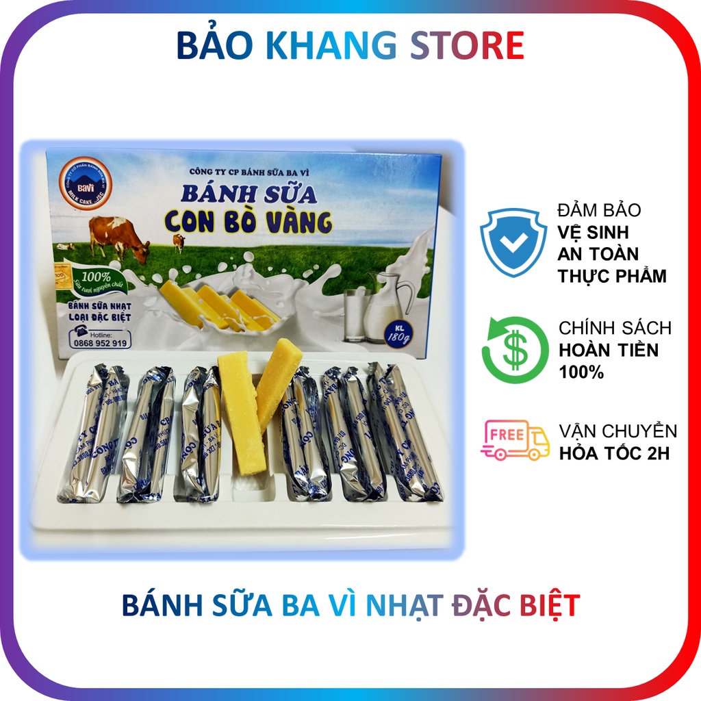 Bánh Sữa Ba Vì Nhạt Đặc Biệt Con Bò Vàng 180g