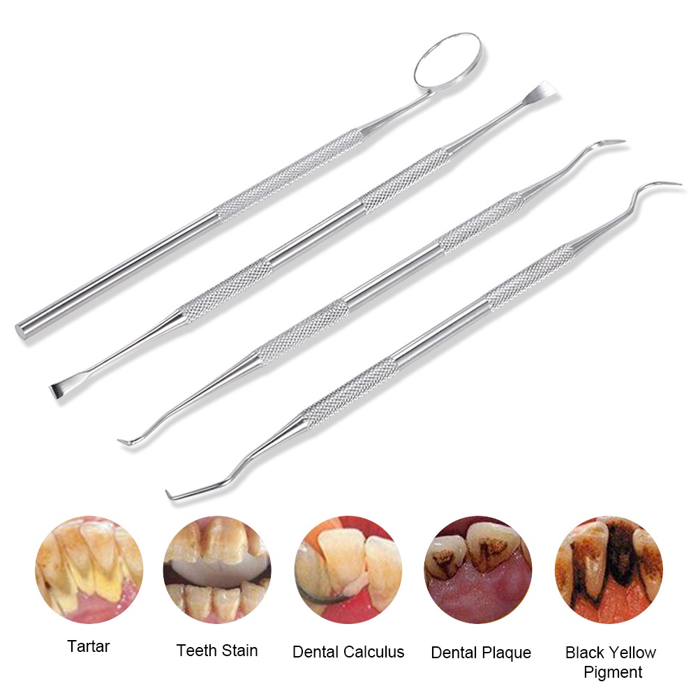 Bộ 5 dụng cụ cạo lấy mảng bám trên răng bằng thép không gỉ cho cá nhân