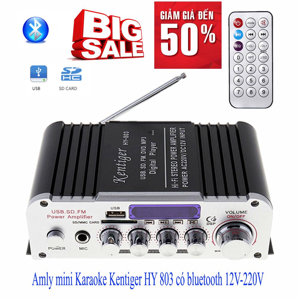 Amly ôtô mini12v  bluetooth, Amply mini Karaoke Kentiger HY 803 cao cấp, bass chuẩn, âm thanh cực hay