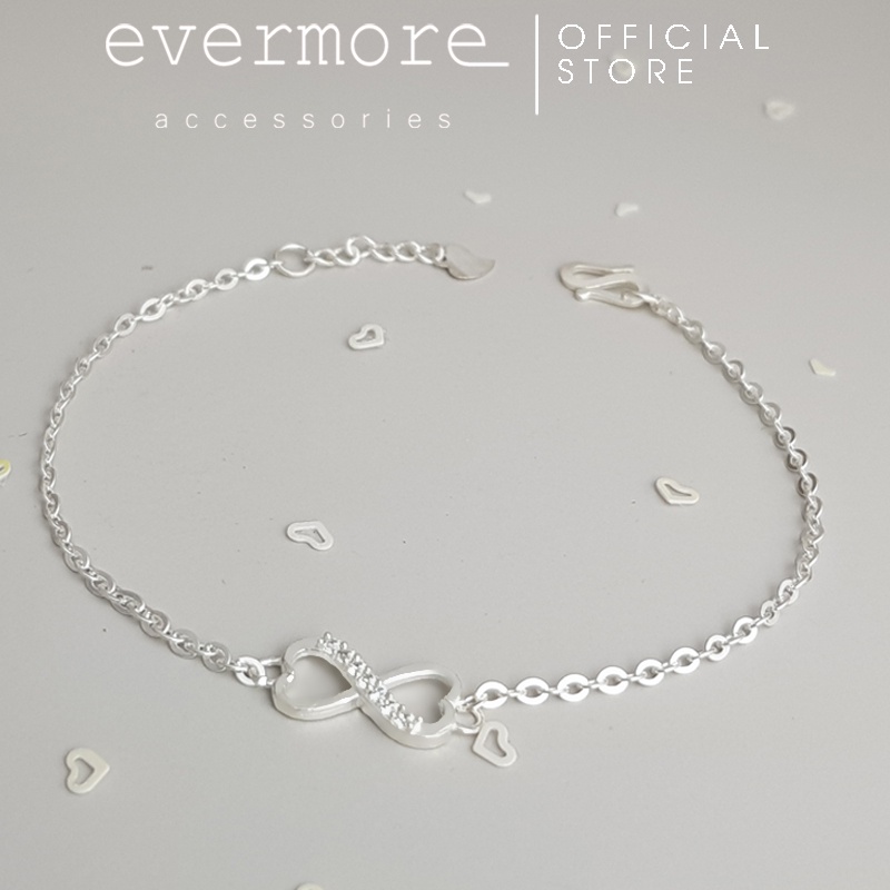 Vòng tay bạc EVERMORE, lắc tay bạc vô cực đính đá thanh lịch, minimalism - L018